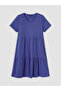 Lcwaikiki Curve Blue Plus Size V-Neck Layered Dress - 4