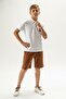 Boy's 2-Piece Shorts Set Polo Collar Short Sleeve Buttoned T-Shirt - Elastic Waist Tie