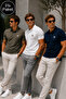 Men's Navy Blue - Ecru - Khaki Cotton Short Sleeve Polo Collar T-Shirt