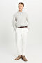 Men's Light Grey-Melange Wool Standard Fit Regular Cut Polo Collar Jacquard Knitwear Sweater - 4