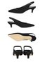 Qenor Women's Women's Black Crinkle Patent Leather Kitten Heel Slingback Pointed Toe Heeled Shoes Daily Casual Stylish Heels 3 cm - 7