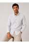Slim Fit Long Sleeve Striped Pocketless Linen Lycra Gift Boxed Men's Shirt Fs-004579 - White Black