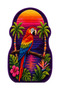 Sdt Custom Cut Tropical Parrot and Palm Pattern Purple Woven Base Decorative Carpet Sdt3000