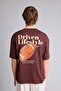 100% Cotton Boxy Fit Back Printed Brown T-Shirt G5592Ax26Sm - 6