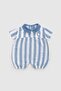 Organic Cotton Muslin Baby Collared Jumpsuit with Blue Stripes