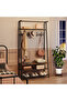 80cm Coat Rack with Shoe Bench, 4-in-1 Clothes Rack, Clothes Rail with Hooks for Hallway, Bedroom, Entryway, Industrial Style - 5