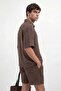 Brown Wrinkled Look Men's Shirt - 5