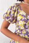 Women's Yellow-Multi Back Detailed Belted Mini Dress Nj133 - 3
