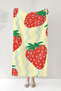 Strawberry Themed Tropical Women's Beach Towel - Pastel Yellow Modern Summer Quick-Dry Microfiber Towel - 6