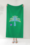 Green Beach Towel with Palm Tree Motif - Tropical Modern Blue Yellow Sand-Repellent Beach Cover - 6