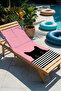 Striped Pink Beach Towel with Cat Figure - Minimalist Black and White Marine Quick-Dry Microfiber Towel - 6