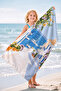 Luxury Beach Towel with Mediterranean Sea View - Bohemian Marine Blue and White Quick-Dry Microfiber Towel - 7