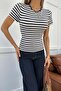 Short Sleeve Striped Tshirt Blue - 4