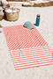 Polka Dot Striped Coral Beach Towel - Modern Summer Style Quick Drying Beach Cover-Up Pool Sea Bath - 4