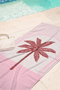 Palm Tropical Striped Beach Towel - Modern Bohemian Pink White Quick Dry Microfiber Towel - 4