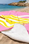Pink Striped Mug Motif Beach Towel - Modern Mediterranean Style Yellow and White Quick-Drying Towel Cover - 3