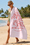 Retro Japanese-Inspired Beach Towel with Tiger Figure - Pink Red Modern Quick-Dry Microfiber Towel - 4