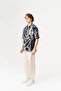 Abstract Design Detailed Short Sleeve Oversize Shirt - 6