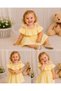 Girl's Yellow Color Dress with Strap Tie Detail - 4