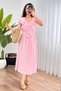 Collar Ruffle Sleeveless Pink Long Dress