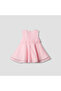 Round Neck Sleeveless A-line Dress with Floral Applique - 3