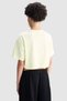 Ecko Red Lucia Loose Fit Crop Crew Neck Embroidered 100% Cotton Women's Yellow Tshirt - 4