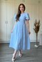 Muslin Fabric Balloon Sleeve Midi Blue Dress - 6