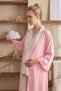 Women's Pink Satin Polka Dot 3-Piece Maternity Pajama Set with Dressing Gown - 7
