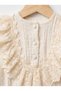 Muslin Lace Detailed Baby Girl Jumpsuit Hat Blanket Set - 2