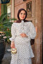 Women's Collar Tie Polka Dot Skirt Layered Suit White - 5