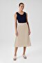 Light Beige Mesh Midi Skirt