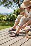 Women's Lightweight Daily Slippers with Toe Clasp in Navy Blue - 2