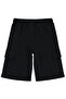 Basic Cargo Pocket Capri for 10-13 Years - Black - 2