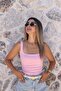 Pink Square Neck Ribbed Tank Top