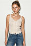 Women's Cream Lace Embroidered Button Accessory Thin Knitwear Strap Blouse Ta261005 60286342