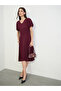 Burgundy Textured A-Line Midi Dress - 2
