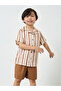 Boys Resort Collar Striped Shirt and Shorts Set - 2