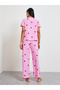 Pink Heart Striped Print Shirt and Pyjama Set - 6
