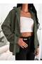 Women's Khaki Hooded Trench Coat with Elasticated Sleeves - 5