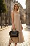 Gold Accessories and Belt, Zippered, Three-Compartment, Patterned Leather, Short and Long Handles, Medium Size, High-Quality Hand and Shoulder Women's Bag. - 2