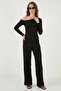 Women's Asymmetrical Collar Off-Shoulder Black Suit - 4