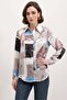 Women's Patterned Satin Light Beige Shirt - 3