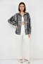 Women's Oversize Patterned Satin Anthracite Shirt - 2