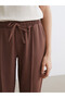 Brown Elastic Waist Women's Trousers - 3