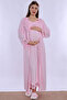 Adjustable Waist Elastic Maternity Set with Breastfeeding Feature Effortt - Pink - 2
