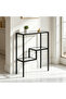 FFD Modern 3-Tier Glass Console Table - Black Metal Frame Tempered Glass, Pre-Assembled Entryway Side Table - 4