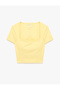 Slim Fit U-Neck Short Sleeve Crop Sports T-Shirt