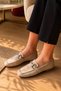Women's Loafer Moccasin Metal Buckle Nubuck Casual Shoes - 3