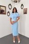 Blue Dress with Cape Detail