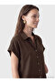 Brown Easy-To-Wear Snap-On Women's Shirt - 2